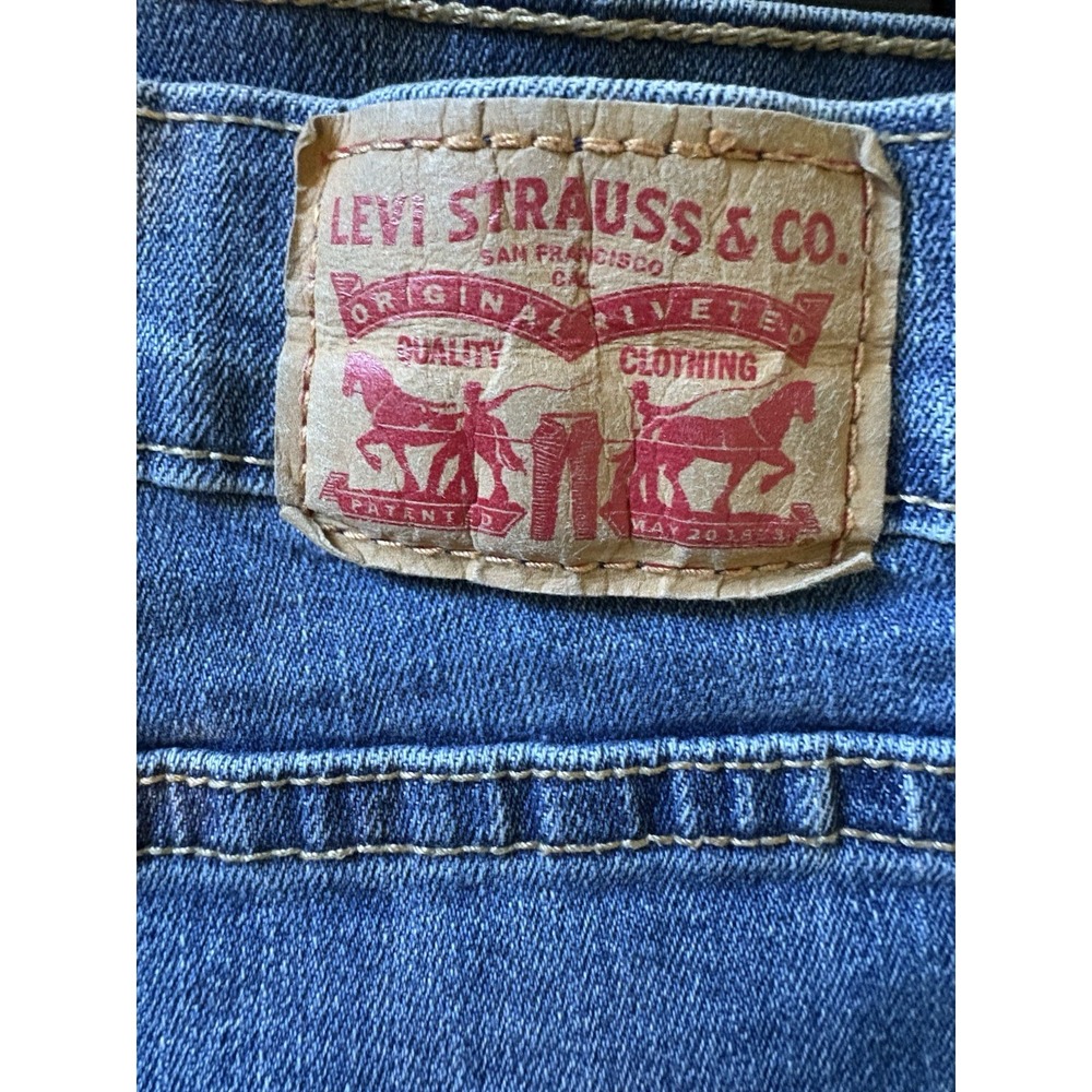 Levi Denim Jean Skirt 22W Women Stretch Blue Waist 42 in Length 21 in Front Slit - Picture 2 of 9